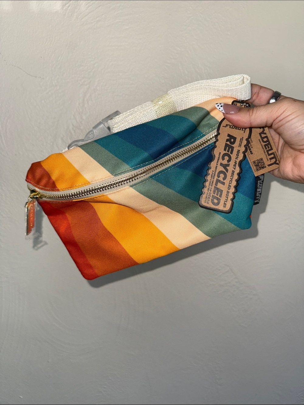 FYDELITY Rainbow Stripe Recycled Zipper Fanny Pack NWT